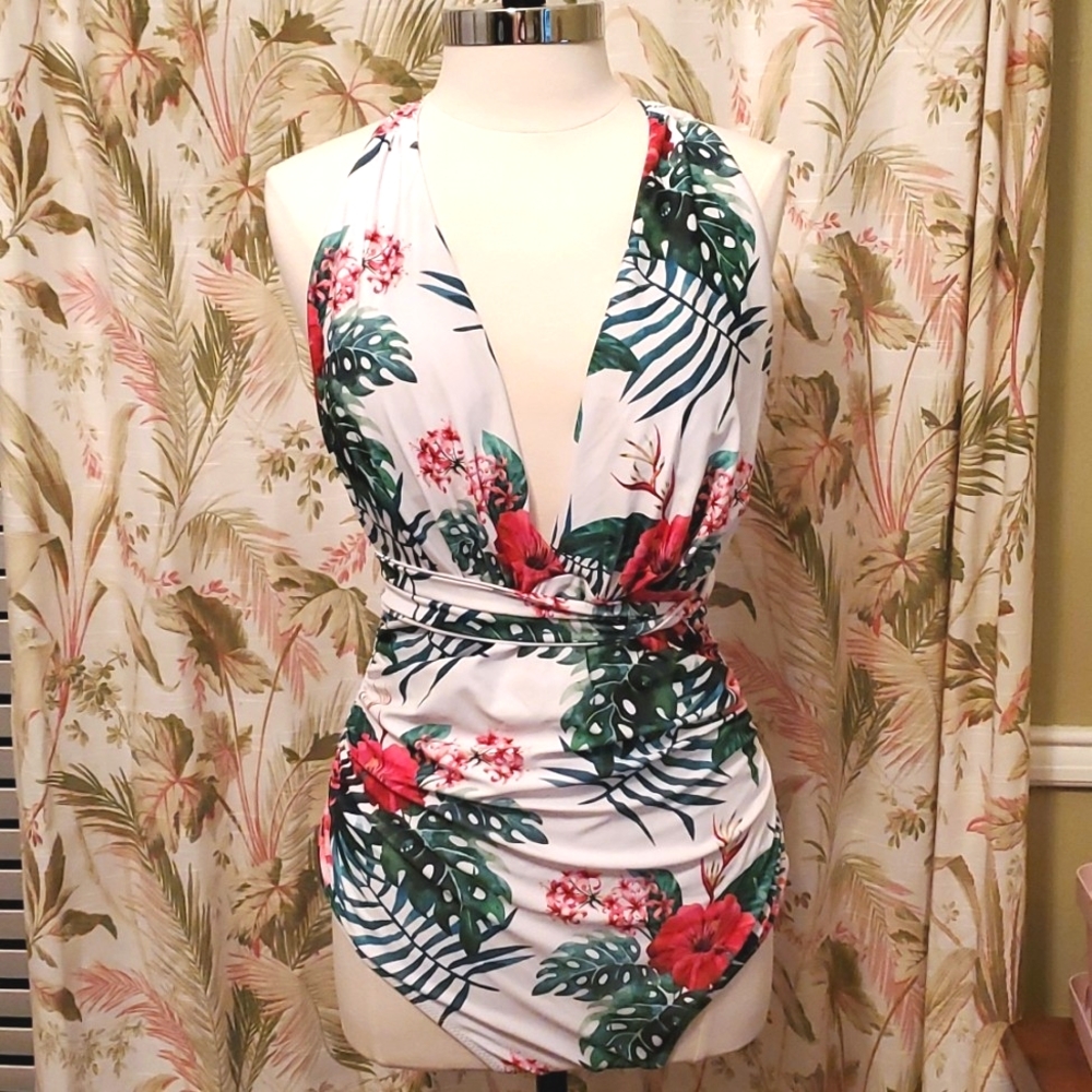 Ziola one piece Maternity Swimsuit Halter Swimwear Deep V neck Monokini